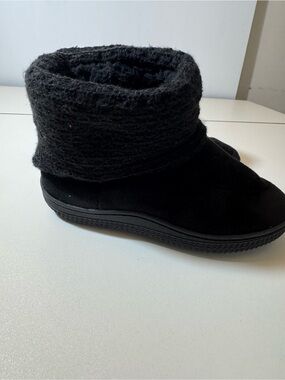 Girl’s Black Cozy Knit Cuff Ankle Boot